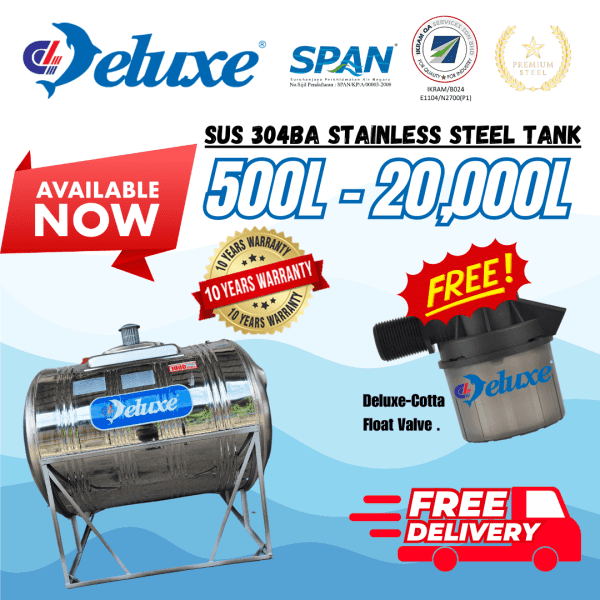 Deluxe Stainless Steel Water Tank Horizontal With Stand Free Float Valve